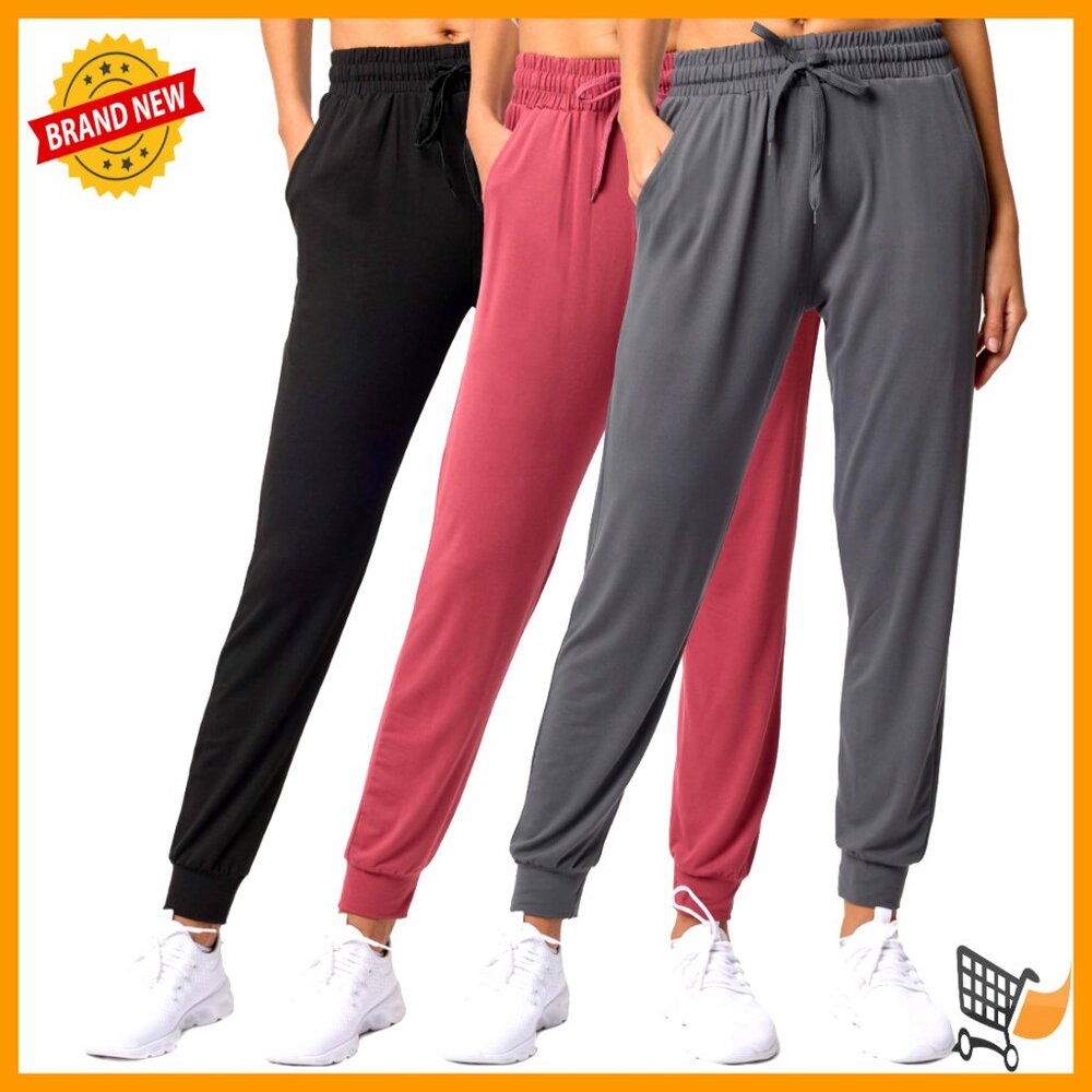 3 Pack Ultra-Soft Lounge Joggers Sweatpants With Pockets For Yoga & Casual Wear